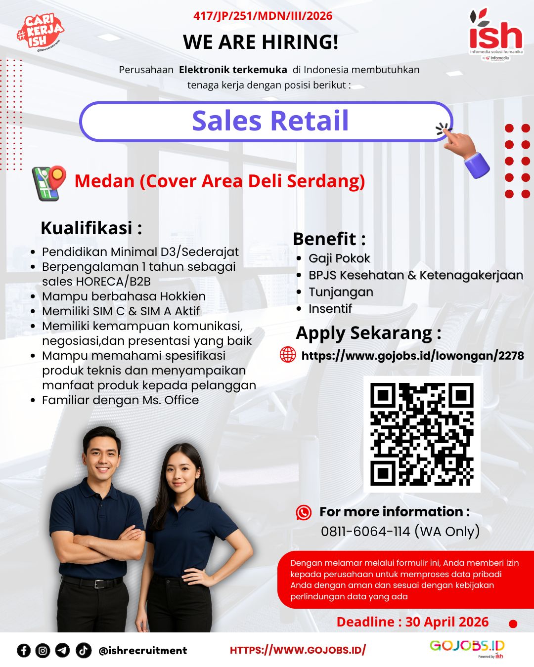 Sales Retail - Medan (Cover Area Deli Serdang)