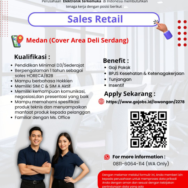 Sales Retail - Medan (Cover Area Deli Serdang)